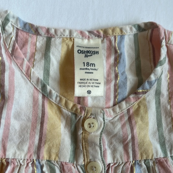 Baby Girl Summer Outfit- Striped Baby Doll Top and Green Shorts Size 18 Months - Picture 4 of 9